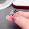 Clusterringe Meibapj natürlicher schwarzer Opal Edelstein Fashion Ring für Frauen Real 925 Sterling Silber Charm Fine Hochzeit Schmuck