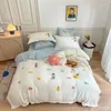Conjunto de roupas de cama Conjunto de pelúcia de leite espessado coral quente adorável lençol de desenho animado Tampa de colcha de 3/4 de cama de casal