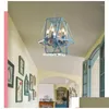 Lampadari a pendente floreale lampadante d42cm h43 cm sala da pranzo in ferro blu vivente lampada a luci di rosa lampada a goccia dhiole dhmfd