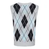 Heren tanktops heren mode argyle trui vest gebreide casual contrast kleur v nek mouwloze gebreide pullover streetwear