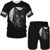 Summer Men Tracksuit Wolf 3D Gedrukte Short Sleeve Sportwear Fashion Outfit T -shirt shorts 2 -delige casual pak oversized mannelijke set 240325