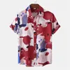 Casual shirts voor heren 3D Drukplanten Bladeren Hirt Summer Street Korte mouwen Rapel Blouse Hawaiiaanse bloem aloha mannelijke tops