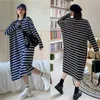 Casual Dresses NYFS 2024 Spring Autumn Korea Woman Dress Vestidos Robe Elbise Loose Plus Size Striped Long