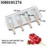 Bakvormen Shenhong Siliconen Popsicle mal 4 holte Ice Cream Maker Summer Child Dessert Cube Tray Freezer Sap Mold Kitchen Tool