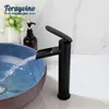 Bathroom Sink Faucets Torayvino Basin Faucet Deck Mounted Stream Antique Brass With Single Hole Cold Water Mixer Taps Matte Black