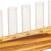 Vases Tube Flower Vase Holder Base en bois avec 5 tubes Test for Plant Garden