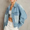 Jackets Jean Jean Jean Jackets Custom Jaqueta jeans de manga longa para mulheres