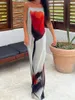Lässige Kleider Frauen BOHO Floral Print Spaghetti -Gurt Maxi Kleid mit purer rückenloser Detail für den Sommer
