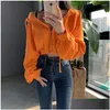 Women'S Jackets Womens Fashion Jacket Spring Summer Solid Color Hooded Zipper Up Women Slim Cropped Drop Delivery Apparel Clothing Out Dhtcy