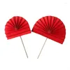 Decoratieve beeldjes 6 pc's vouwventilator decor Chinese stijl opvouwbare prop rood karton festival