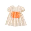 Korean Summer Toddler Girl Dress Cotton Floral Printed Baby Loose Petal Short Sleeve Patchwork Infant 240322