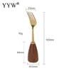 Forks 1Pcs Wood Handle Stainless Steel Fork Spoon Knife Tableware Steak Dessert Flatware Set For Kitchen Dinnerware