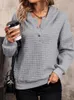 Sweats à capuche pour femmes Jim Nora Vêtements Waffle Design vintage Sweater Automne / hiver Femmes décontractées à la mode et élégants dames