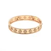 Vans Fashion Clover Fanjia High Edition Clover Kaleidoscope Wide Edition Bracelet Plated with 18K Rose Gold Mosan Diamond Inlaid Versatile Bracelet