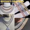 Hot Selling Gold Plated Vvs Moissanite Link Cuban Chain Pass Diamond Tester Round Brilliant Cut 925 Silver Necklace