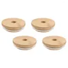 Garrafas de armazenamento 2/4/8pcs 70mm jarra de pedreiro de bambu tampas de bebida tampas de copo de bebidas reutilizáveis Caps de vedação de sedura de silicone com orifício de palha