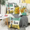 Sunflowers Daisy Decor Throw Pillow Covers Cotton Linen Colorful Vintage Flower Blooming Welcome Word Standard Cushion Case Cover Decor Home Sofa Chair 18X18Inch