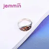 Cluster Rings Elegant Rainbow Leaf Fire Opal Ring Korea Style Fasahion 925 Sterling Silver Jewelry Romantic Women
