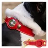 Hundhalsar Pet Anti-Lost Apple Airtag Tracker Collar GPS Positionering Skyddande läderfodral Dekorativ