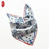 Chinese style twill silk scarf women blue and white bandana 65cm medium square scarves kerchief luxurious neck wrap shawl ladies 240322