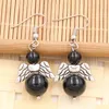 Dangle Earrings FYSL Silver Plated Layer Rock Crystal Round Beads For Women Black Lava Stone Jewelry