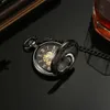 Pocket Watches Retro Mens Alloy Mechanical Pocket With Metal Chain Steampunk Roman Mens Gift L240402
