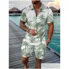 Men's Polos Mens S Summer Hawaii 3D Shirts Print Shirts Sets Fashion Pantalon de chemise à manches courtes surdimension