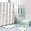 Mattes de bain 4pcs Ligne blanche Banyo PASPAS PASPAS Salle de bain Tapis de toilettes Tobelet Not Slip Tapis Salle de Bain Alfombra Bano