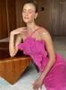 Arbetsklänningar Kvinnor Celebrity Sexy Pearl Beading Pink Mid-Caf Long kjol Bandage Set 2024 Elegant Evening Club Party Outfits