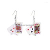 Dangle & Chandelier Earrings Funny Poker Card Alloy Girls Casual Party Hip Hop Jewelry Drop Delivery Dhqht
