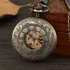 Gatchs de poche Roue à double face creux vent Mécanique Mécanique Men de poche bronze bronze Steampunk Vintage Pendant Pendant avec chaîne L240402