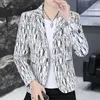 Garnitury męskie 2024 Spring Casual Plaid Cutain Men Men Drukuj Business Self-Cultivation Dress Wedding Party Blazer Coat