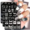 French Nail Art Stamping Plate Geometry Wave Line Drawing Templates Flower Love Lace Stamp Nail Charm Mold Stencil Tools