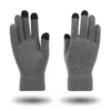 Gants de cyclisme d'hiver les hommes tricotés chauds full doigts tactile