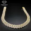 Factory Custom Men Iced out S925 Silver 18inch Solid 10K 14K 18K Gold Yellow 20mm Moissanite Diamond Cuban Chain Link Necklace