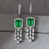 Orecchini vintage di lusso 100% 925 sterling argento da 6*8 mm Emerald ad alto diamante in carbonio Orecchini a clip per donne per matrimoni Gift di gioielleria