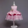 2024 Kinderkleid Girl's Kleid Gaze Kuchen Pompadour Kleid kleine Kinder Bogenprinzessin Kleider
