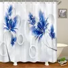 Rideaux de douche colorés à fleurs florales fleurs de fleur de rideau en polyester moderne Ensemble pour la salle de bain du bain imperméable de salle de bain avec 12 crochets décor