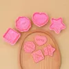 Baking Moulds 4 Pcs Blessing Words Cookies Spring Mold Cutter Press Biscuit Plastic Opp Bag Home Kitchen Yellow