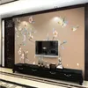 Wallpapers lellyu aangepaste behang 3d po murals elegant perzik Chinese handgeschilderde pennen bloemen en vogels tv achtergrond muurpapier