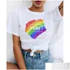 Maglietta femminile femminile magliette t-shirtlove di moda LGBT vittorie d'amore è Biual Women Rainbow Female Top Thirt Tee Kawaii Drop Delivery A Dh6LP