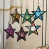 Titulares de vela 1pc Cinco apontados em estrela do vento Star à prova de vento Decoração de barra marroquino de arte de vidro colorido de vidro colorido