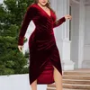 Robes décontractées Femme Vobe en V Ve robe plus taille en velours sexy pour femmes plissée pour cocktail confortable automne