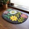 Carpets Semicircle Floor Mat Boho Flower Cartoon Panda Pattern Bath Carpet Thick & Door Water Absorption Non-slip Shower Rugs