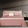 Bedding Sets 22MM Mulberry Silk Premium Pink White Patchwork Beddingset Lace Edge Buttons Duvet Cover Cool Breathable Bedsheet Pillowcase