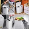 Bins de desechos 14L Smart Trash CAN Automatic Motion Sensor Class Cans con tapa eléctrica impermeable estrecho y pequeño contenedor de basura para oficina de cocina L46