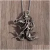 Pendant Necklaces Vintage Gothic Octopus Witch Figure Necklace For Men Women Hip Hop Punk Jewelry Drop Delivery Pendants Otzqi