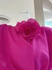 Blouses des femmes ZzslUia Couleur solide pour les femmes 3D Flower Appliques Designer Shirts Shirts Fashion à manches longues Tops Femme