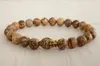Strand Bouddha Mala Beads Bracelet Yoga Meditation 8 mm Nature Stone Picture Jasper Bracelets Boyfriend Cadeaux