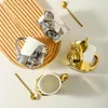 Tasses 1pc créative stéréo chien café tasse de dessin animé thé animal gold plaquette argent céramique tasse couple cadeau avoine à la maison décoration intérieure